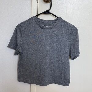 Outdoor Voices Heather Gray Cropped Crew Tee, XS